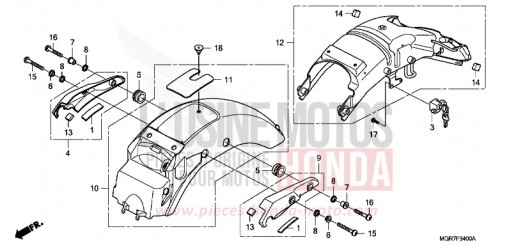 GARDE-BOUE ARRIERE VT750SB de 2011
